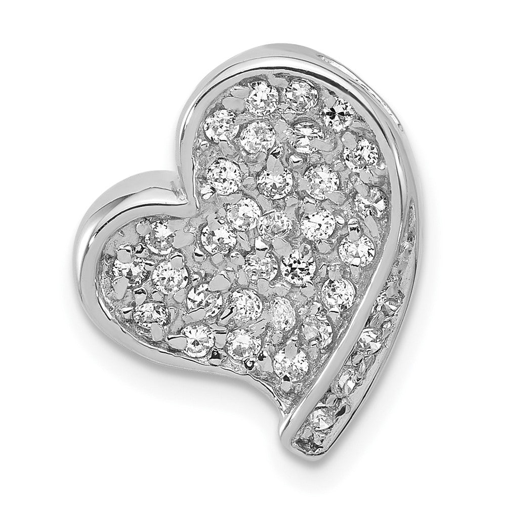 Sterlingsilber Poliert Zirkonia Herz Kette Anhänger