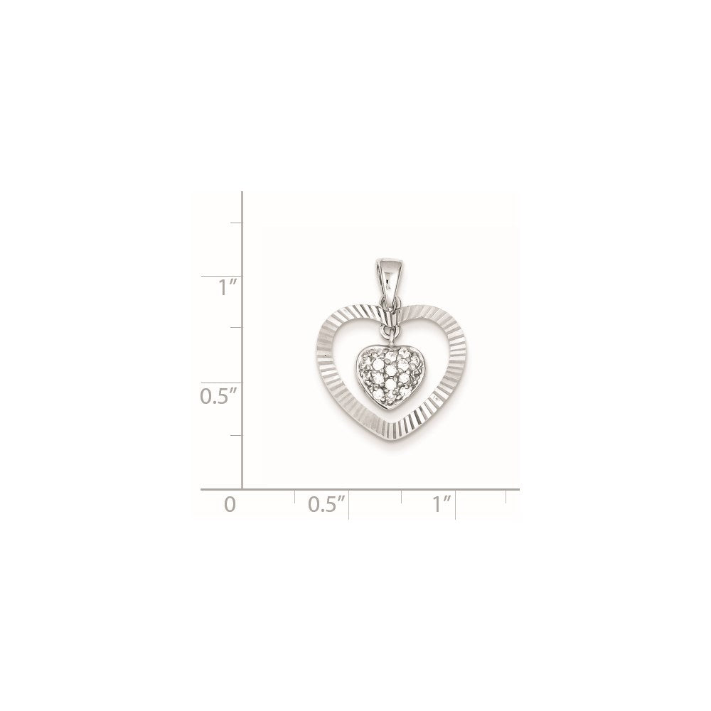Sterlingsilber Zirkonia Herz Anhänger