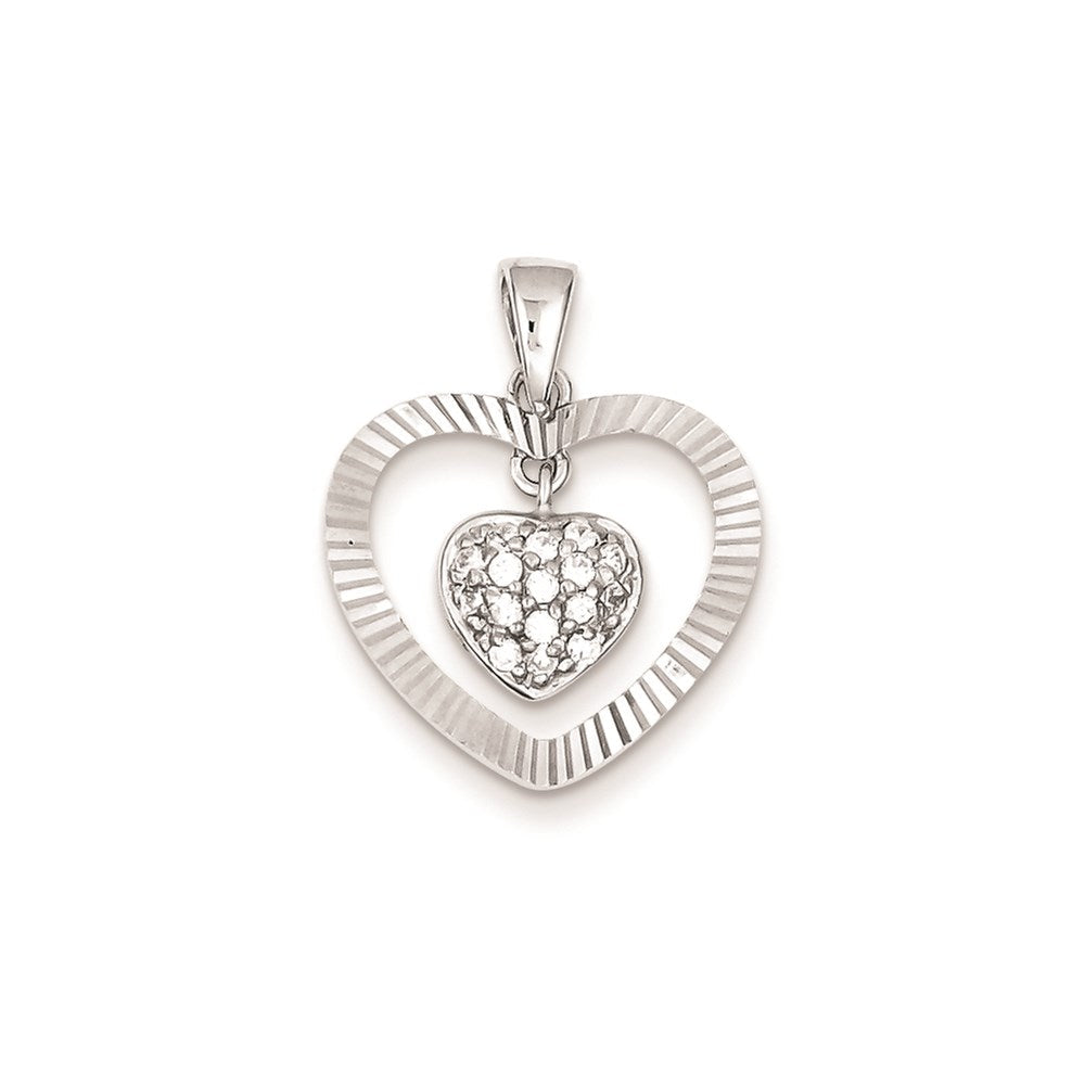 Sterlingsilber Zirkonia Herz Anhänger