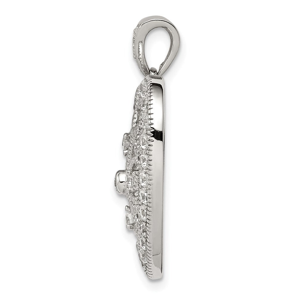 Sterlingsilber Rhodiniert Zirkonia Filigran Herz Anhänger