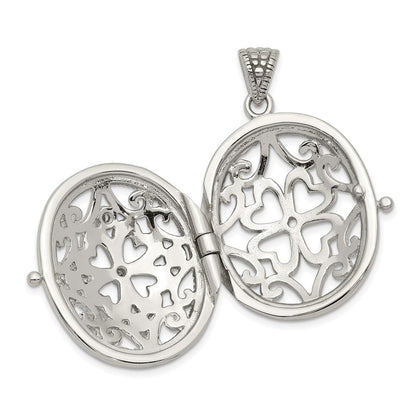 Sterlingsilber Rhodiniert Zirkonia Fantasie Filigran Oval 22mm Medaillon