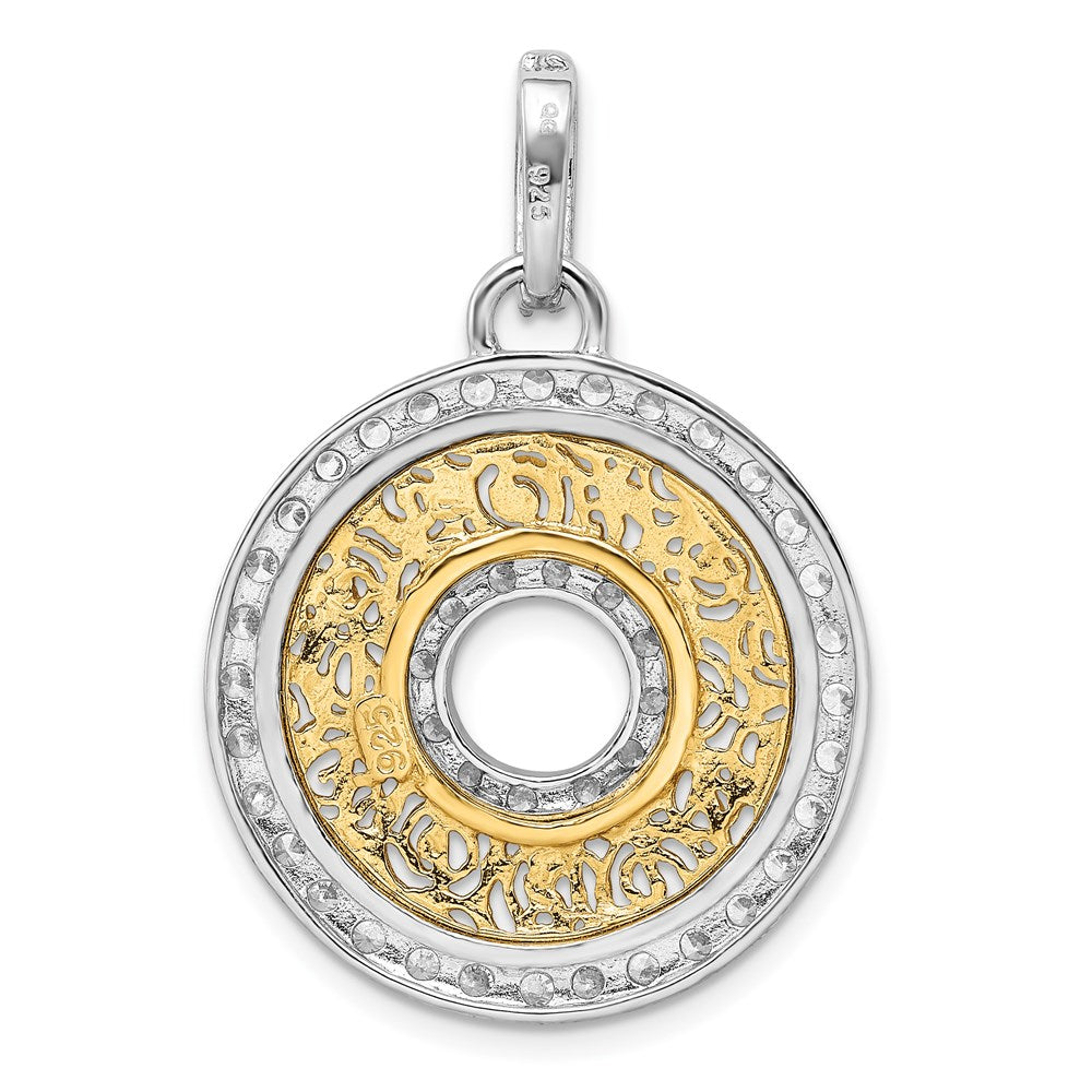 Sterlingsilber Rhodium-platedcz & Vermeil Kreis Anhänger