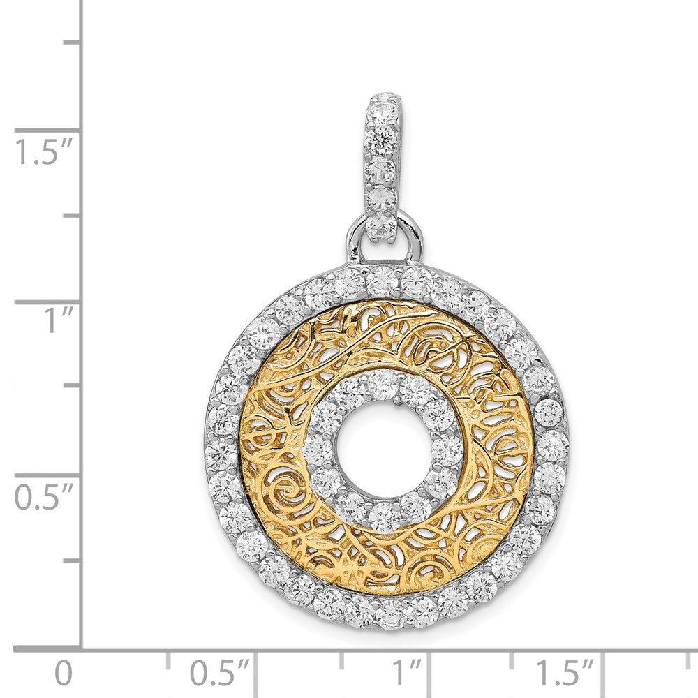 Sterlingsilber Rhodium-platedcz & Vermeil Kreis Anhänger