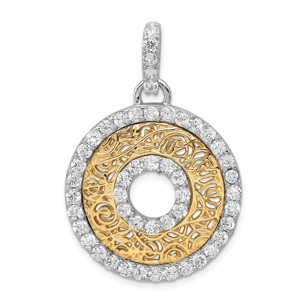 Sterlingsilber Rhodium-platedcz & Vermeil Kreis Anhänger