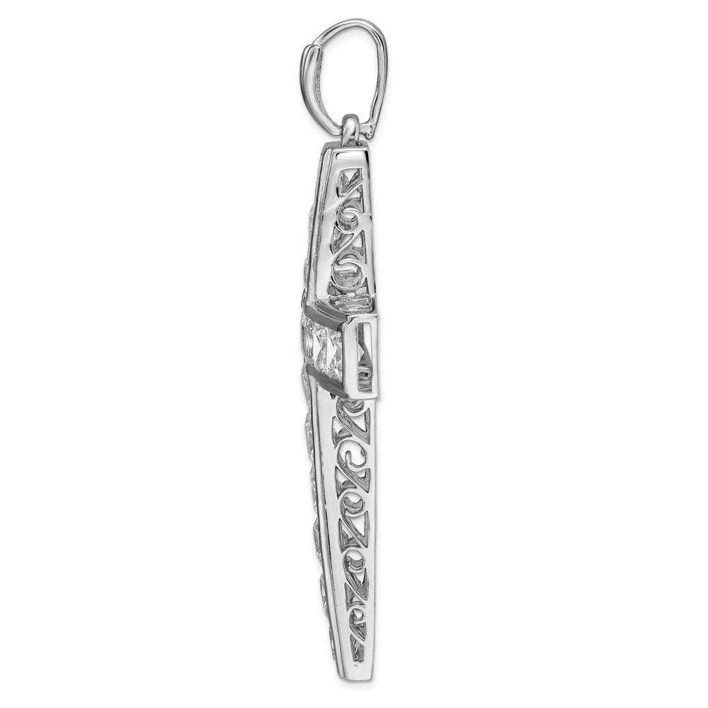 Sterlingsilber Rhodiniert Zirkonia Kreuz Anhänger