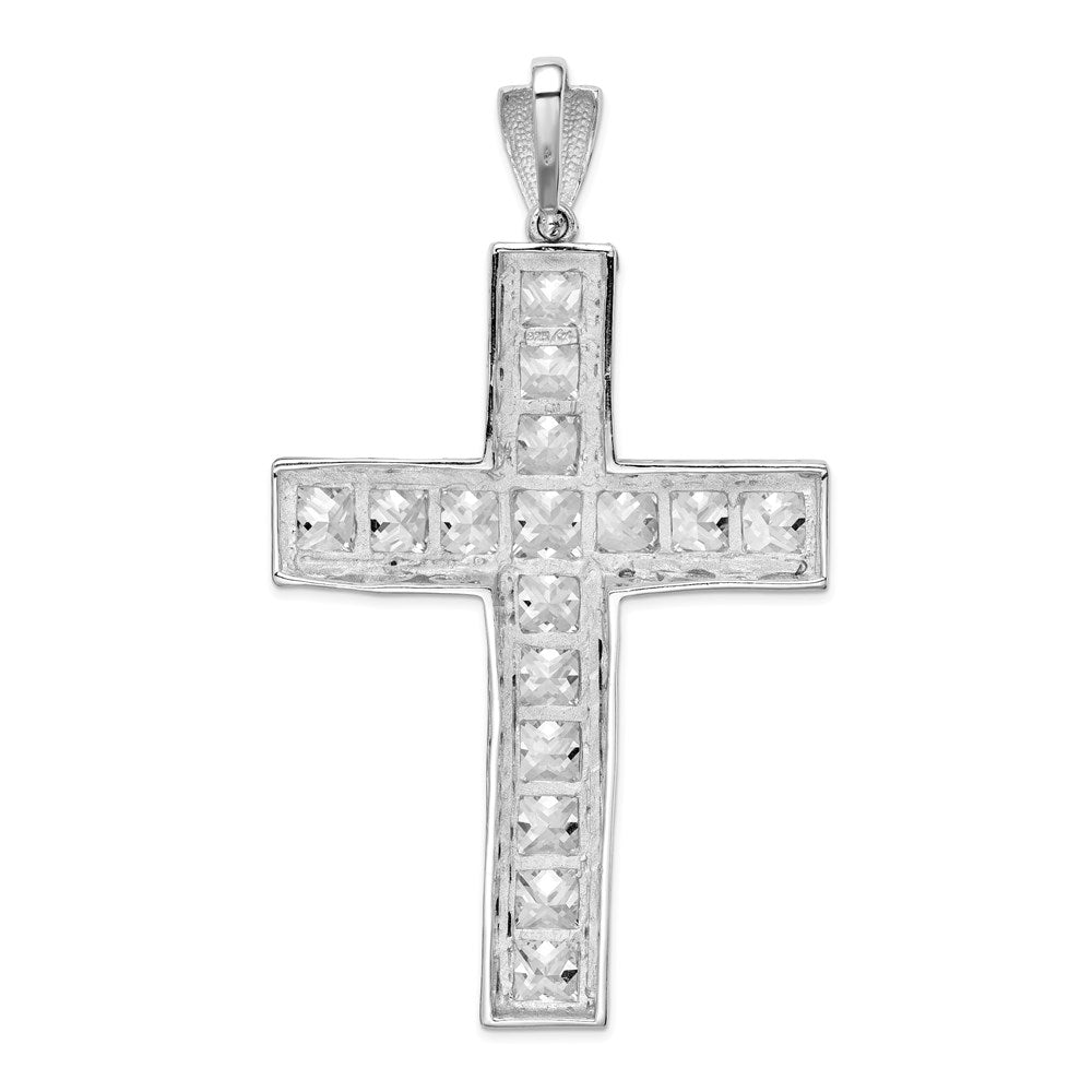 Sterlingsilber Rhodiniert Zirkonia Kreuz Anhänger