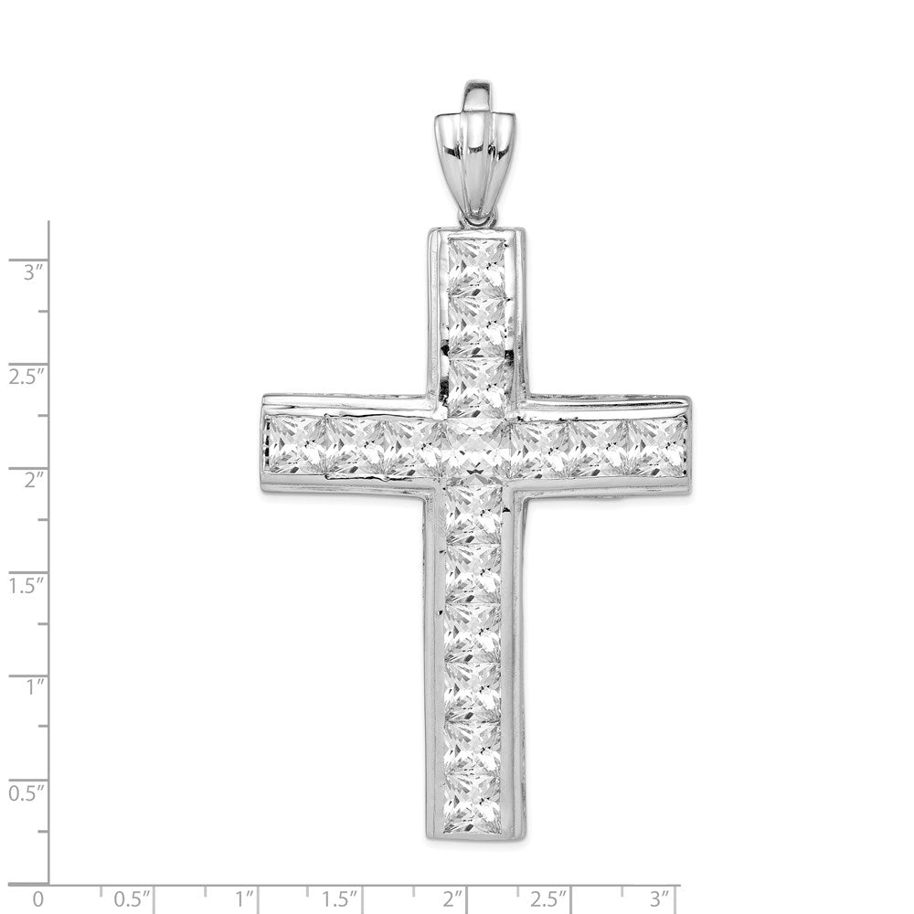 Sterlingsilber Rhodiniert Zirkonia Kreuz Anhänger