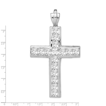 Sterlingsilber Rhodiniert Zirkonia Kreuz Anhänger