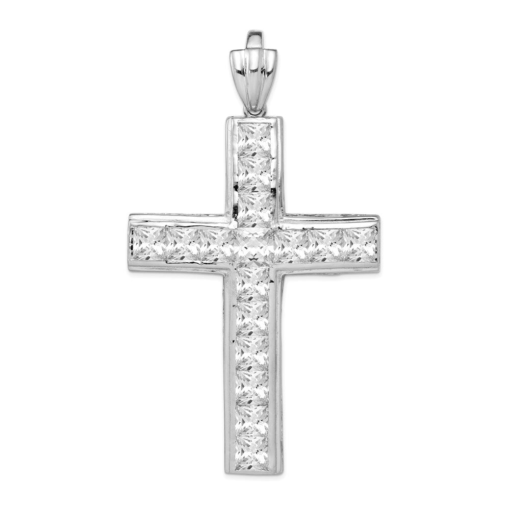 Sterlingsilber Rhodiniert Zirkonia Kreuz Anhänger