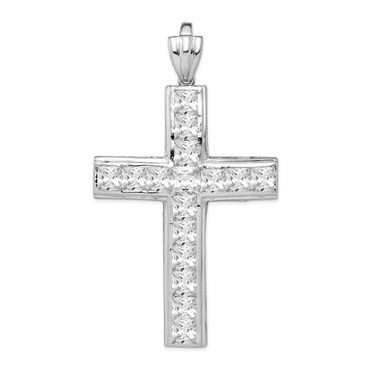 Sterlingsilber Rhodiniert Zirkonia Kreuz Anhänger