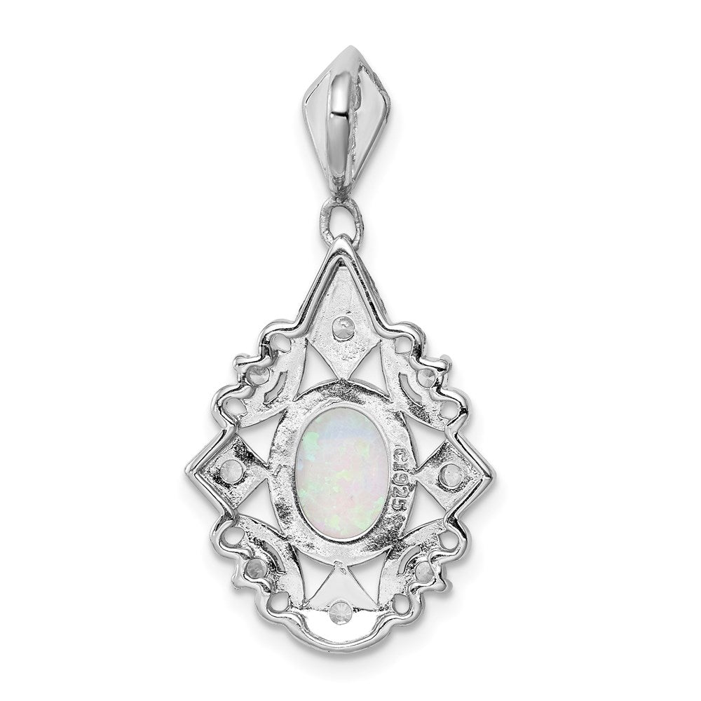 Sterlingsilber Rhodiniert Erzeugt Opal und Zirkonia Anhänger
