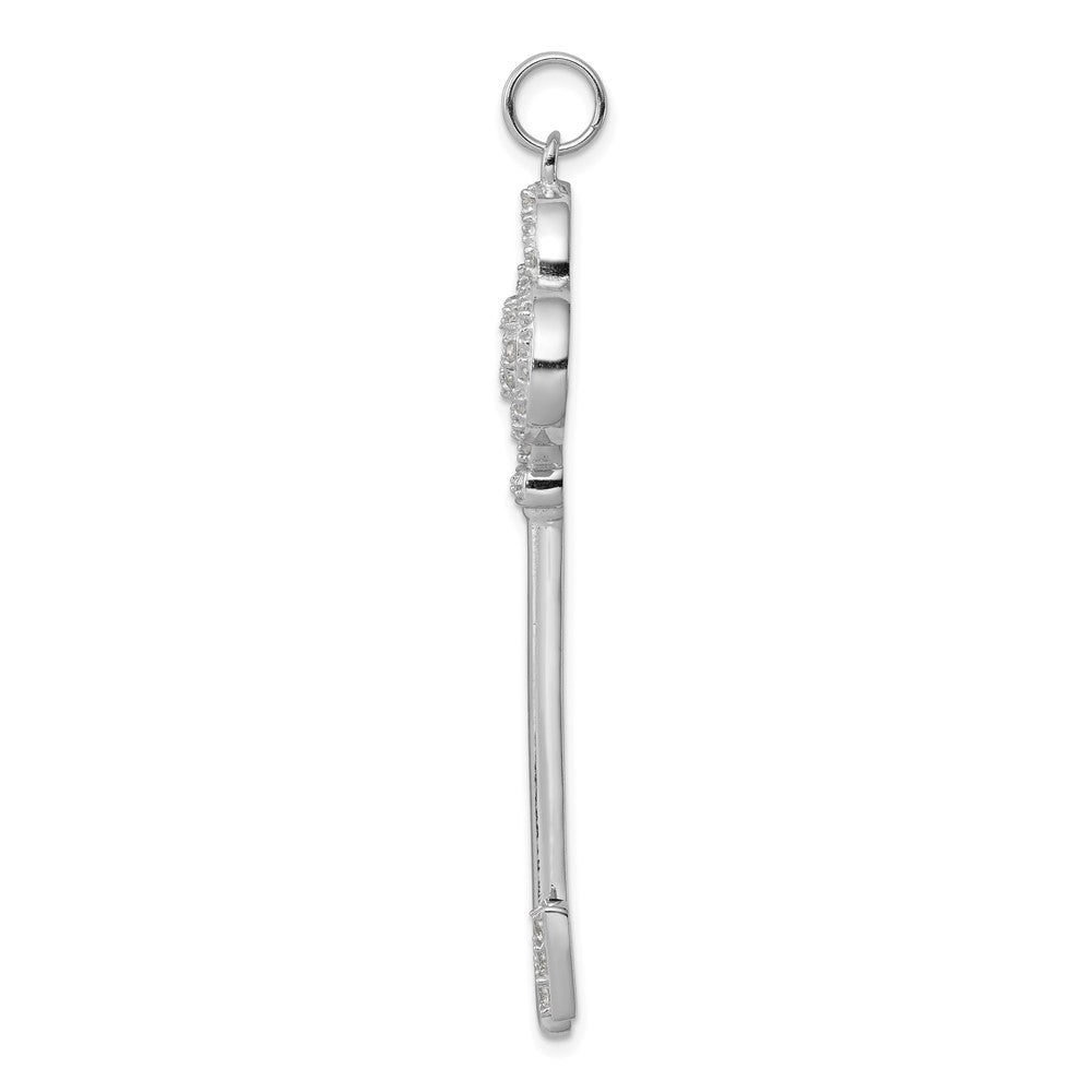 Sterlingsilber Rhodiniert und Zirkonia Key Anhänger