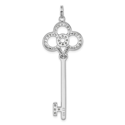 Sterlingsilber Rhodiniert und Zirkonia Key Anhänger