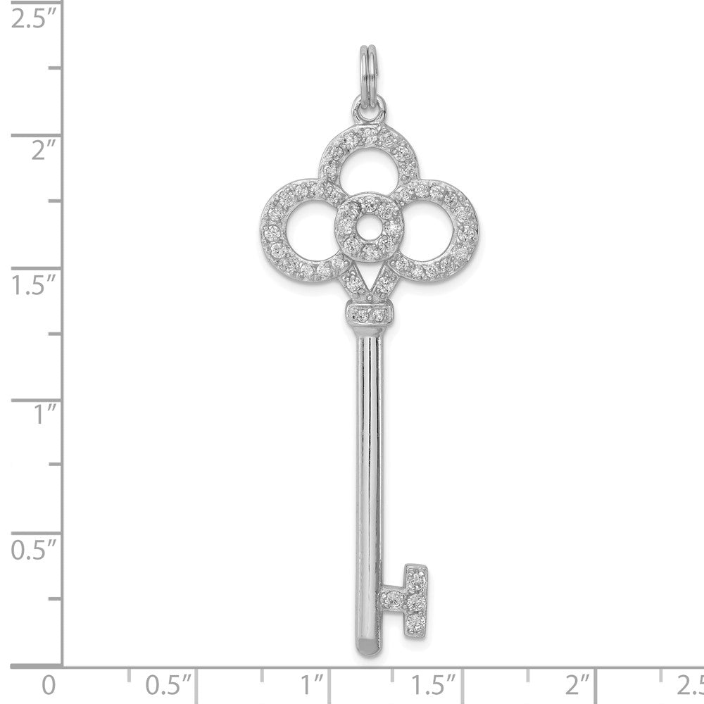 Sterlingsilber Rhodiniert und Zirkonia Key Anhänger