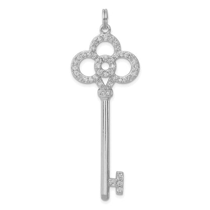 Sterlingsilber Rhodiniert und Zirkonia Key Anhänger