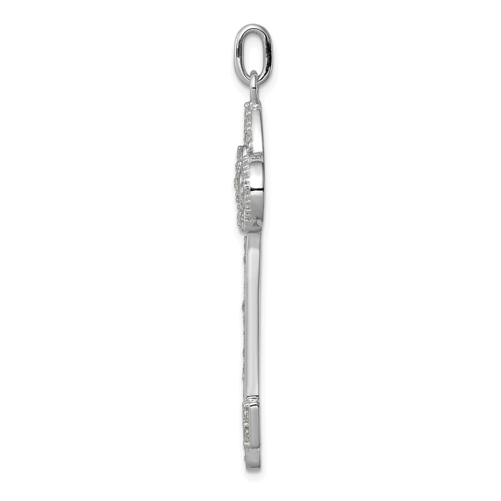 Sterlingsilber Rhodiniert und Zirkonia Key Anhänger
