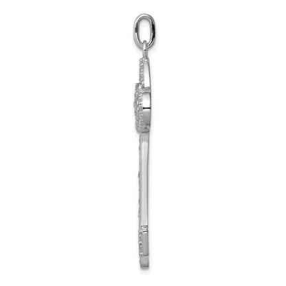 Sterlingsilber Rhodiniert und Zirkonia Key Anhänger