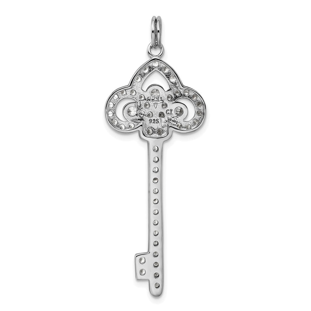 Sterlingsilber Rhodiniert und Zirkonia Key Anhänger