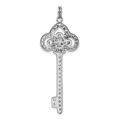 Sterlingsilber Rhodiniert und Zirkonia Key Anhänger