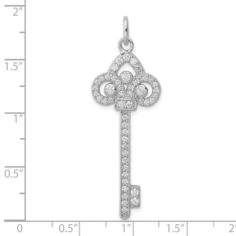 Sterlingsilber Rhodiniert und Zirkonia Key Anhänger