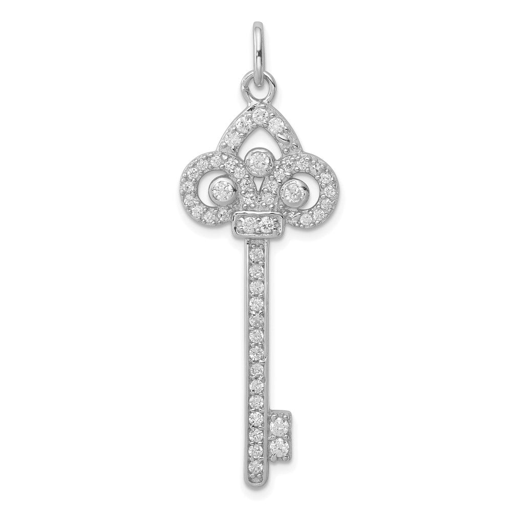 Sterlingsilber Rhodiniert und Zirkonia Key Anhänger