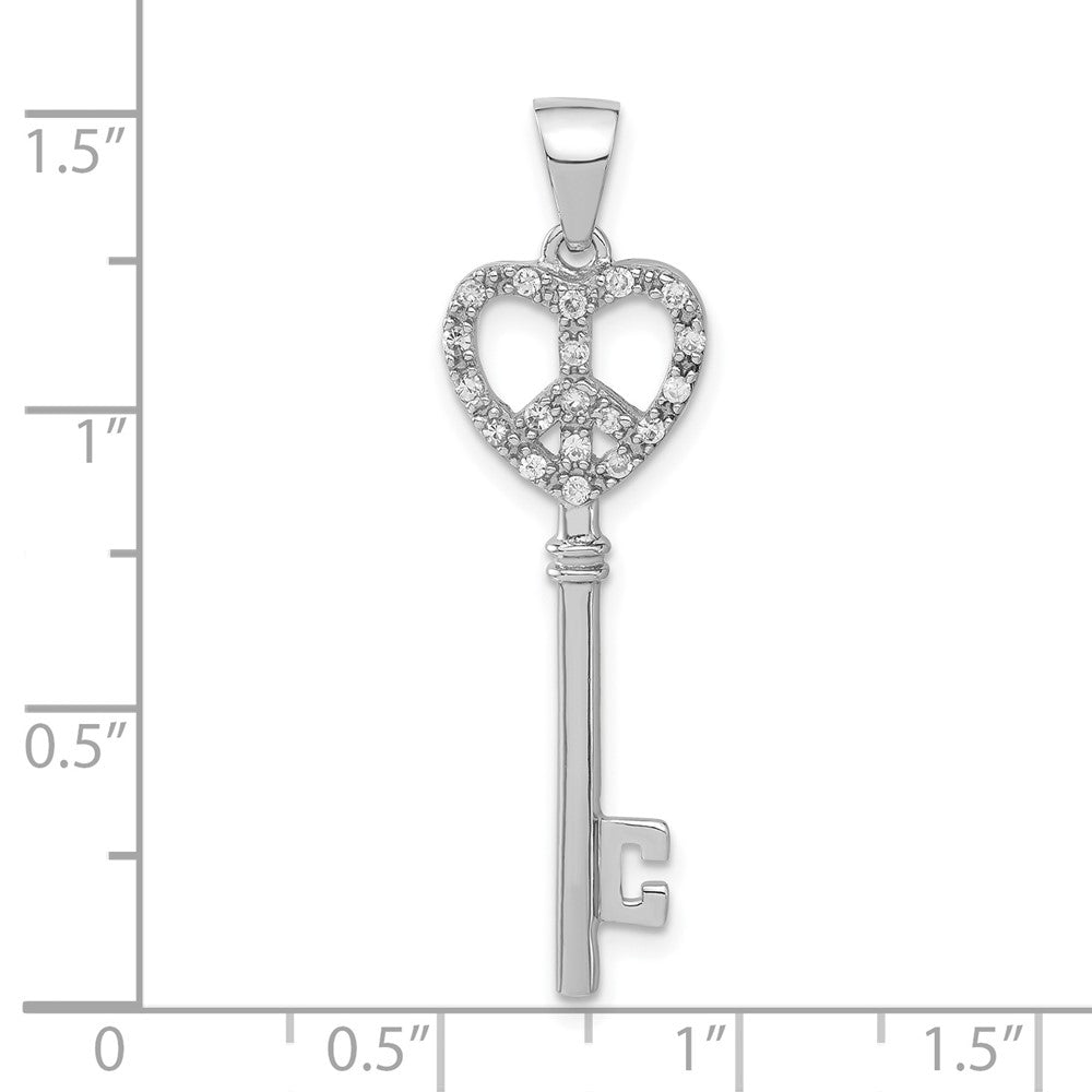Sterlingsilber Zirkonia Frieden Herz Key Anhänger
