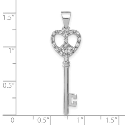 Sterlingsilber Zirkonia Frieden Herz Key Anhänger