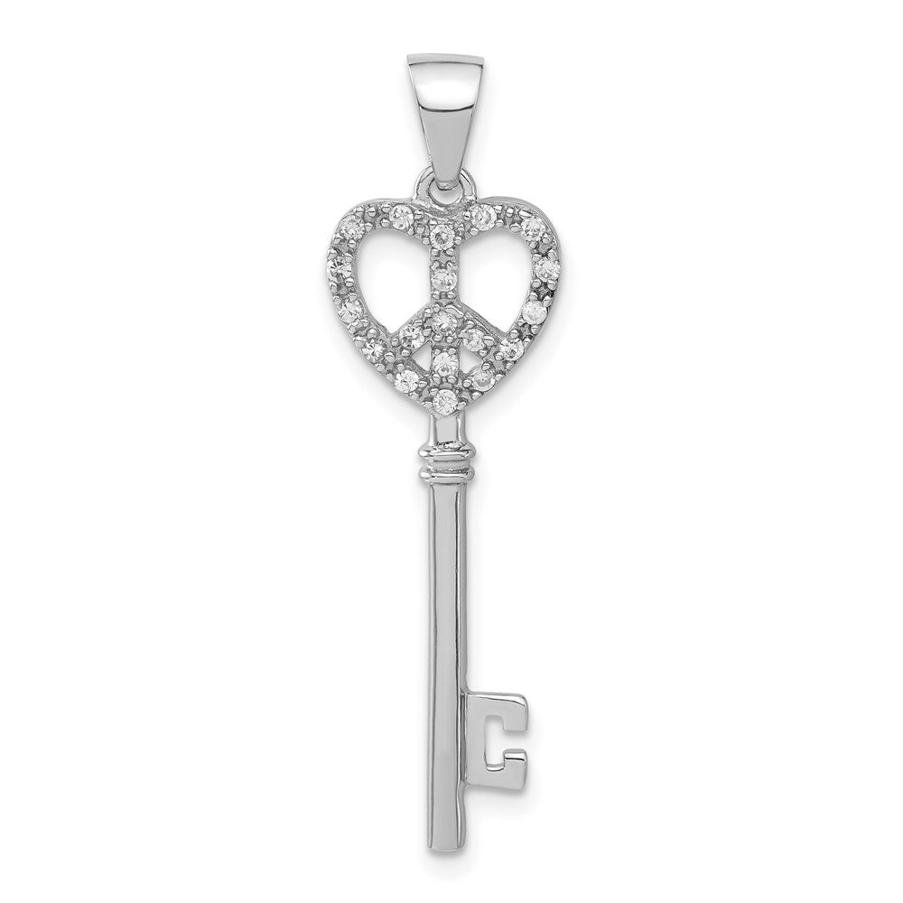 Sterlingsilber Zirkonia Frieden Herz Key Anhänger