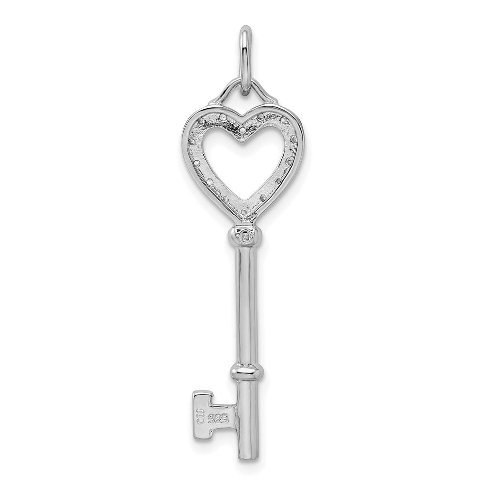 Sterlingsilber Rhodiniert Zirkonia Herz Key Anhänger