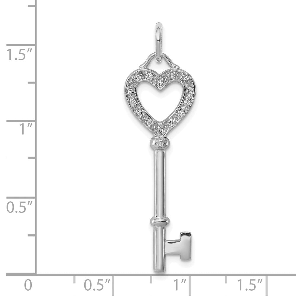 Sterlingsilber Rhodiniert Zirkonia Herz Key Anhänger