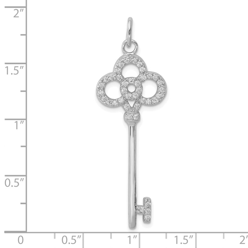 Sterlingsilber Rhodiniert Zirkonia Key Anhänger
