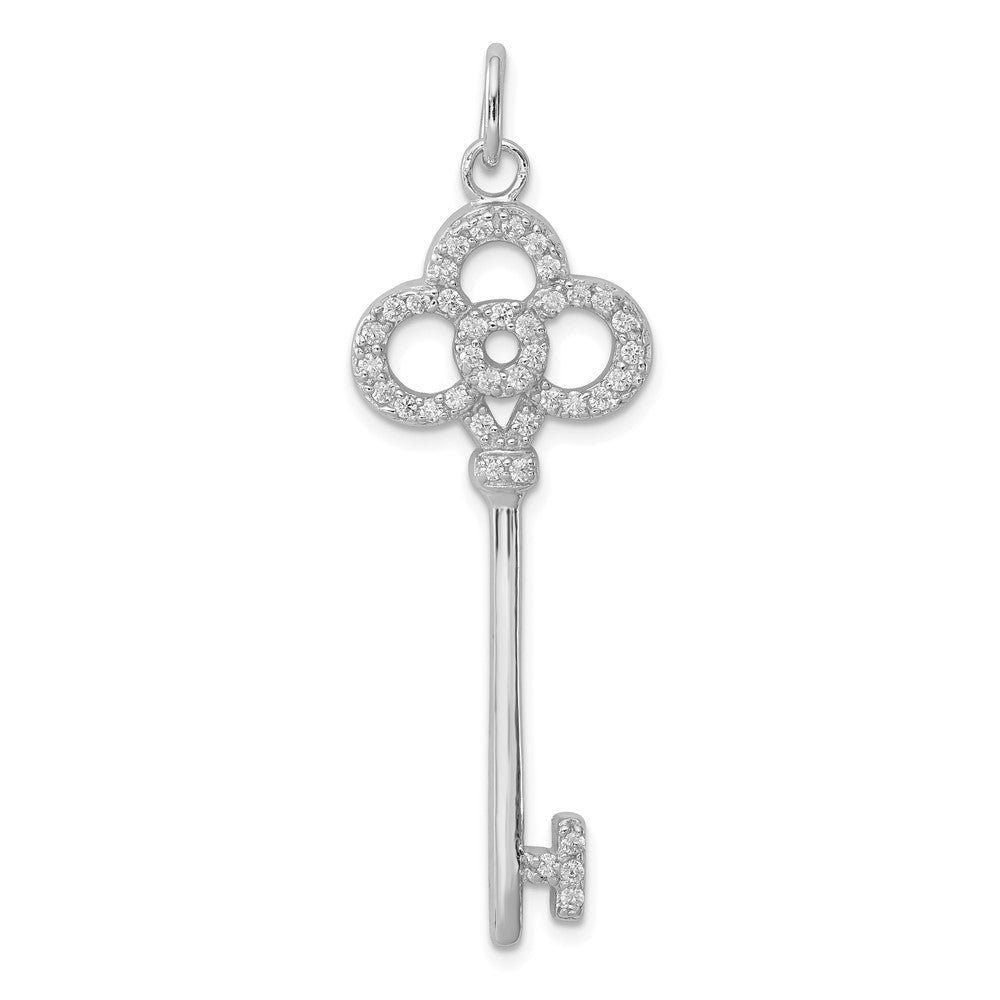 Sterlingsilber Rhodiniert Zirkonia Key Anhänger