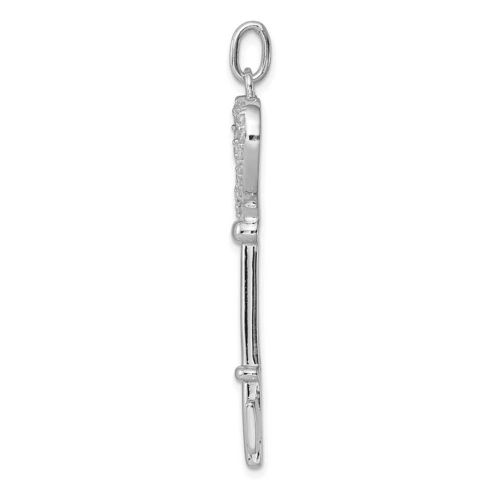 Sterlingsilber Rhodiniert Zirkonia Herz Key Anhänger