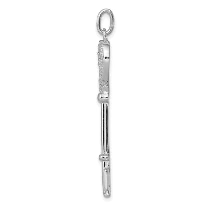 Sterlingsilber Rhodiniert Zirkonia Herz Key Anhänger