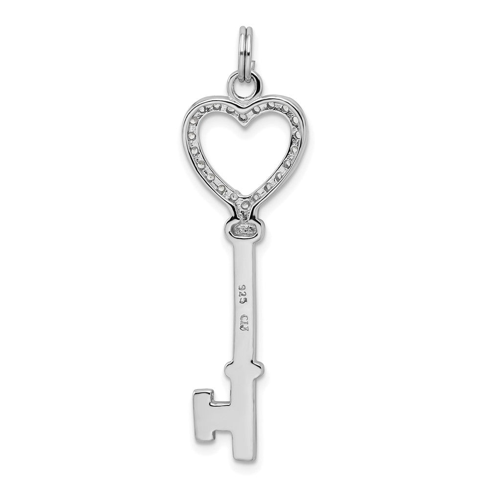 Sterlingsilber Rhodiniert Zirkonia Herz Key Anhänger