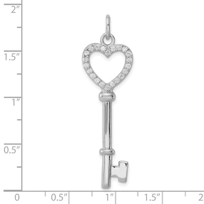 Sterlingsilber Rhodiniert Zirkonia Herz Key Anhänger
