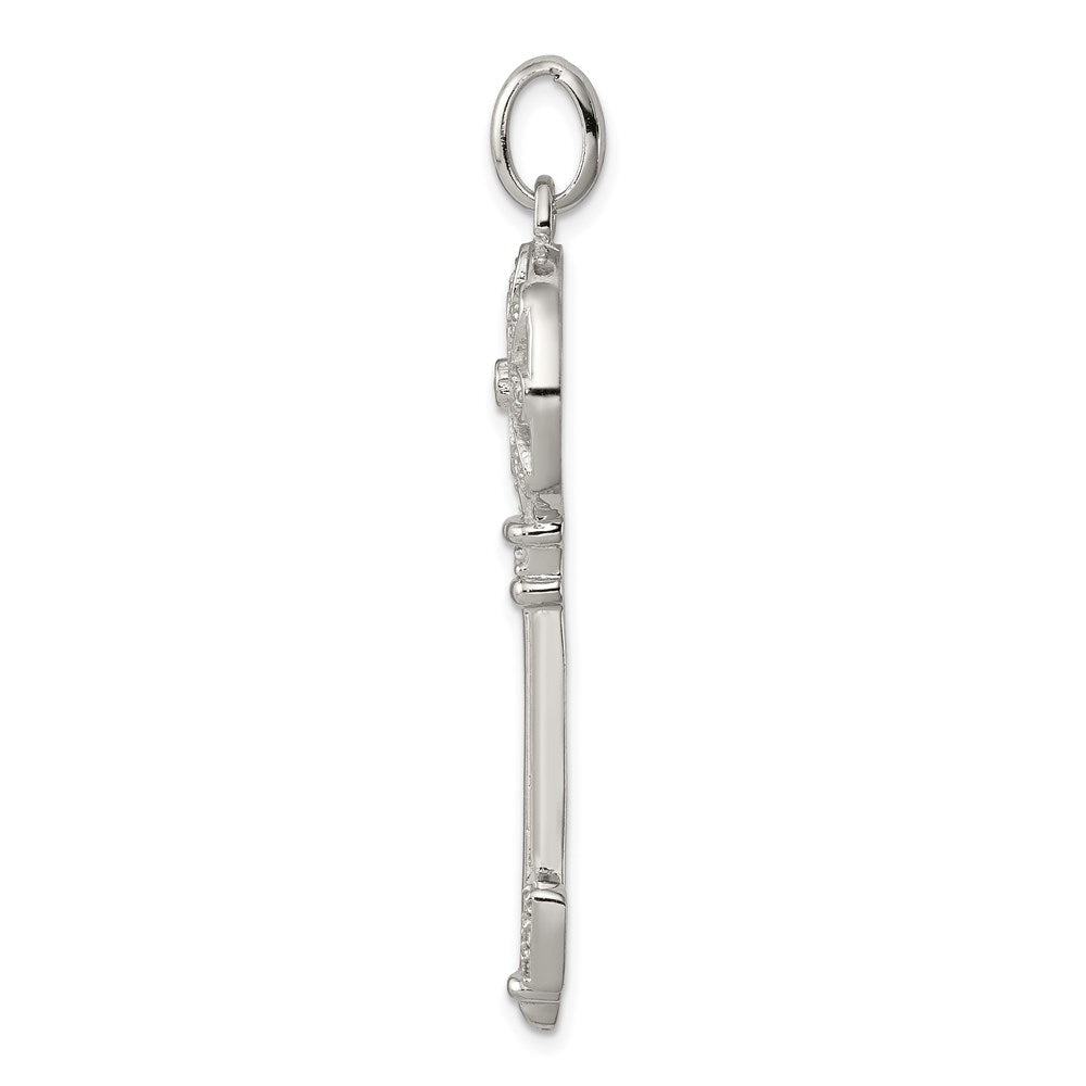 Sterlingsilber Rhodiniert Zirkonia Key Anhänger