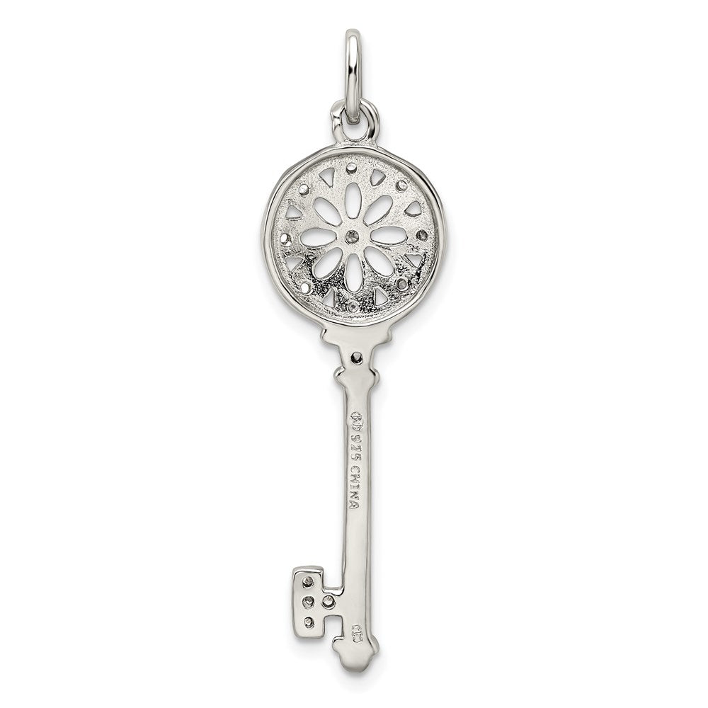 Sterlingsilber Rhodiniert Zirkonia Key Anhänger