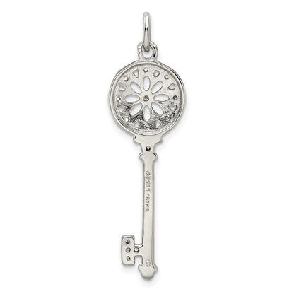 Sterlingsilber Rhodiniert Zirkonia Key Anhänger