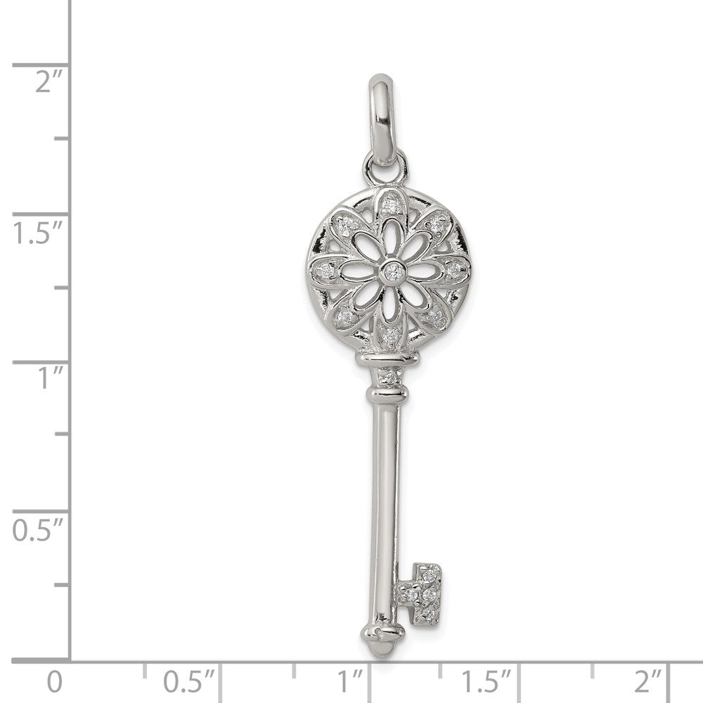 Sterlingsilber Rhodiniert Zirkonia Key Anhänger