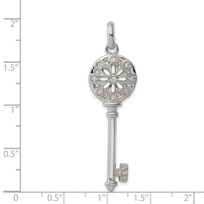 Sterlingsilber Rhodiniert Zirkonia Key Anhänger