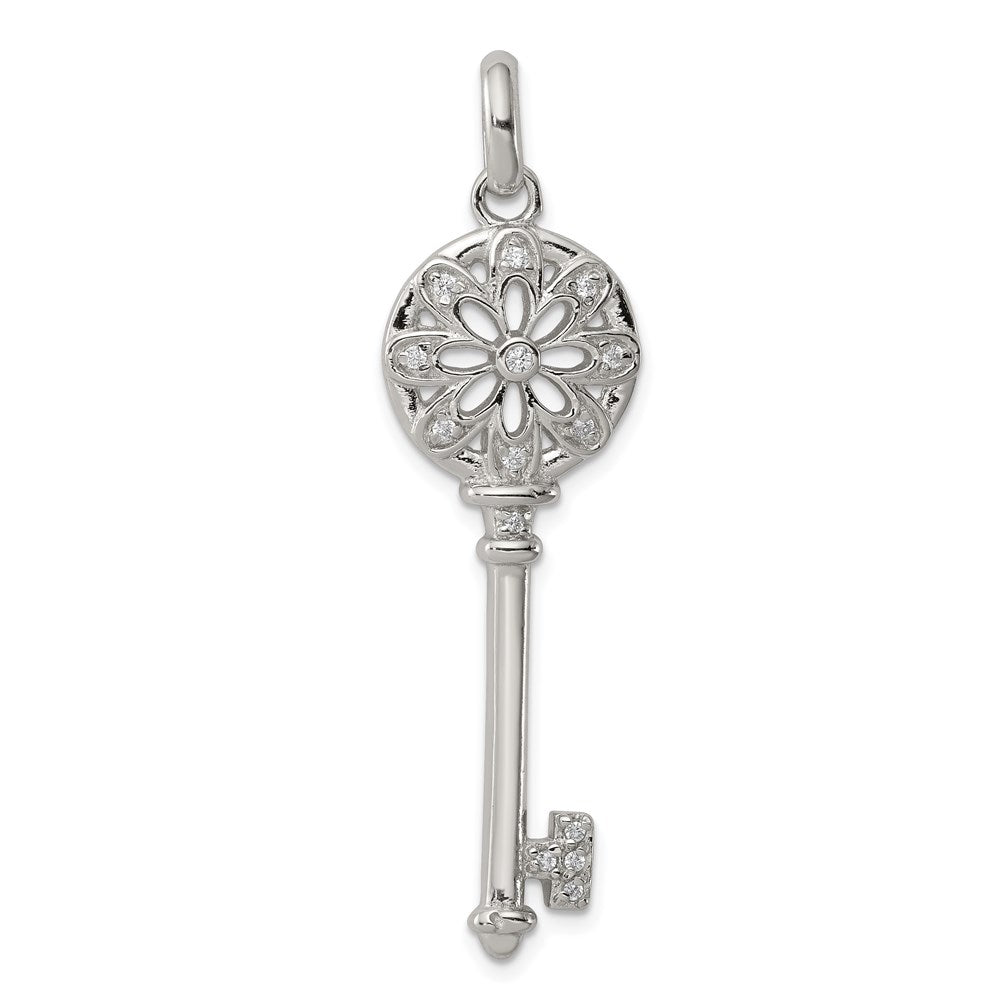 Sterlingsilber Rhodiniert Zirkonia Key Anhänger