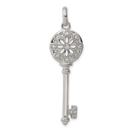 Sterlingsilber Rhodiniert Zirkonia Key Anhänger