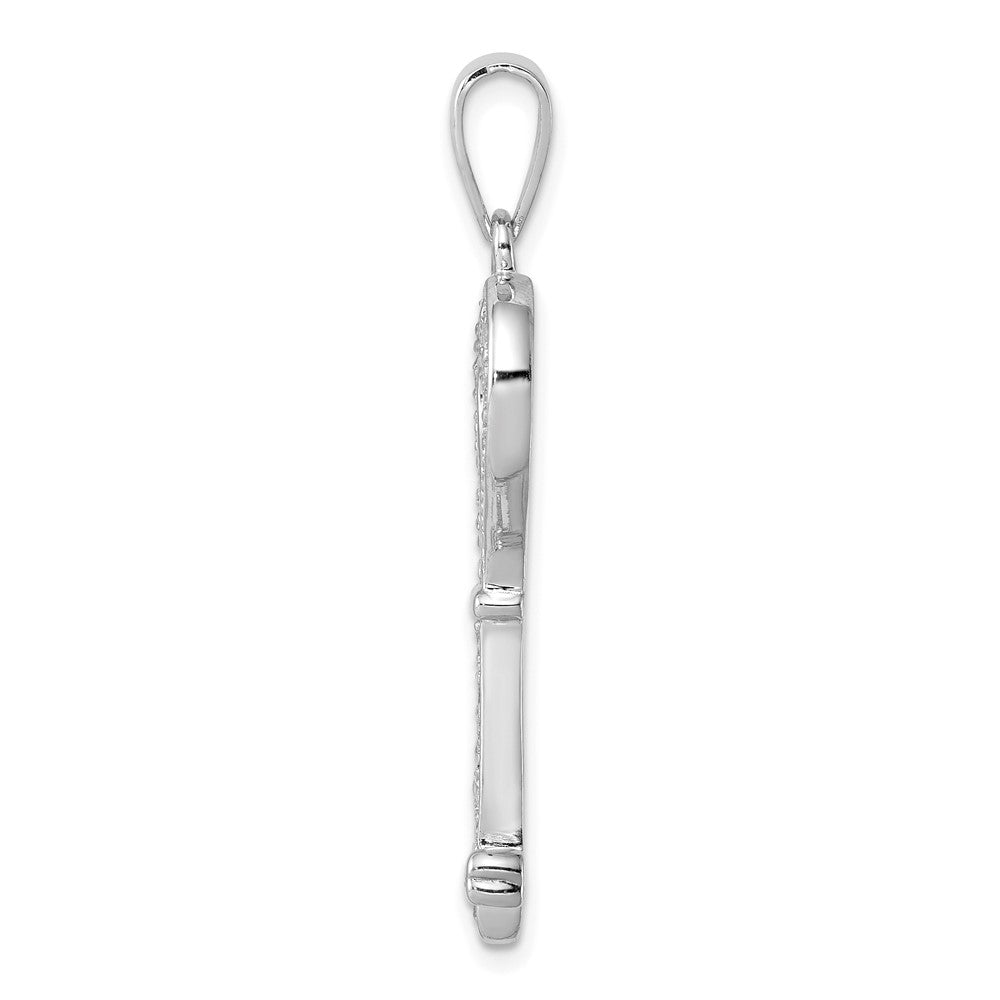 Sterlingsilber Rhodiniert Zirkonia Herz Key Anhänger