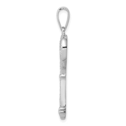 Sterlingsilber Rhodiniert Zirkonia Herz Key Anhänger