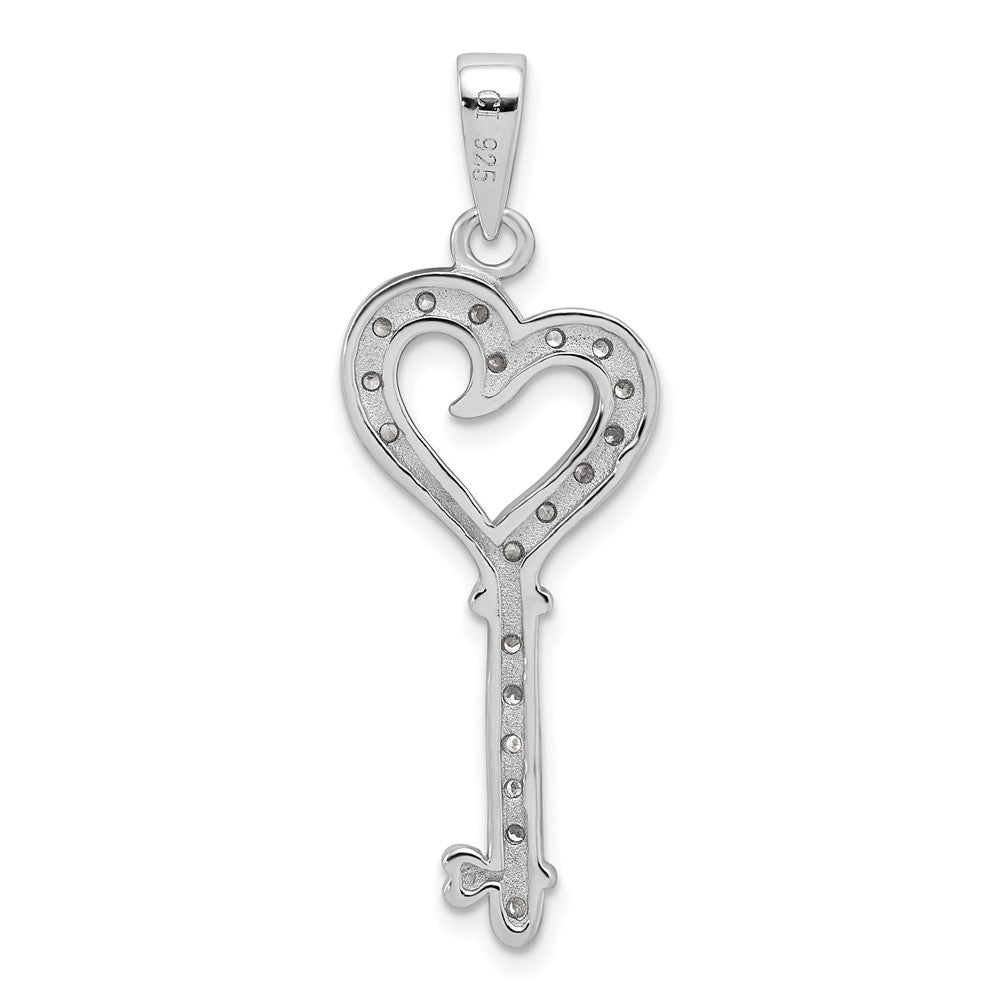 Sterlingsilber Rhodiniert Zirkonia Herz Key Anhänger