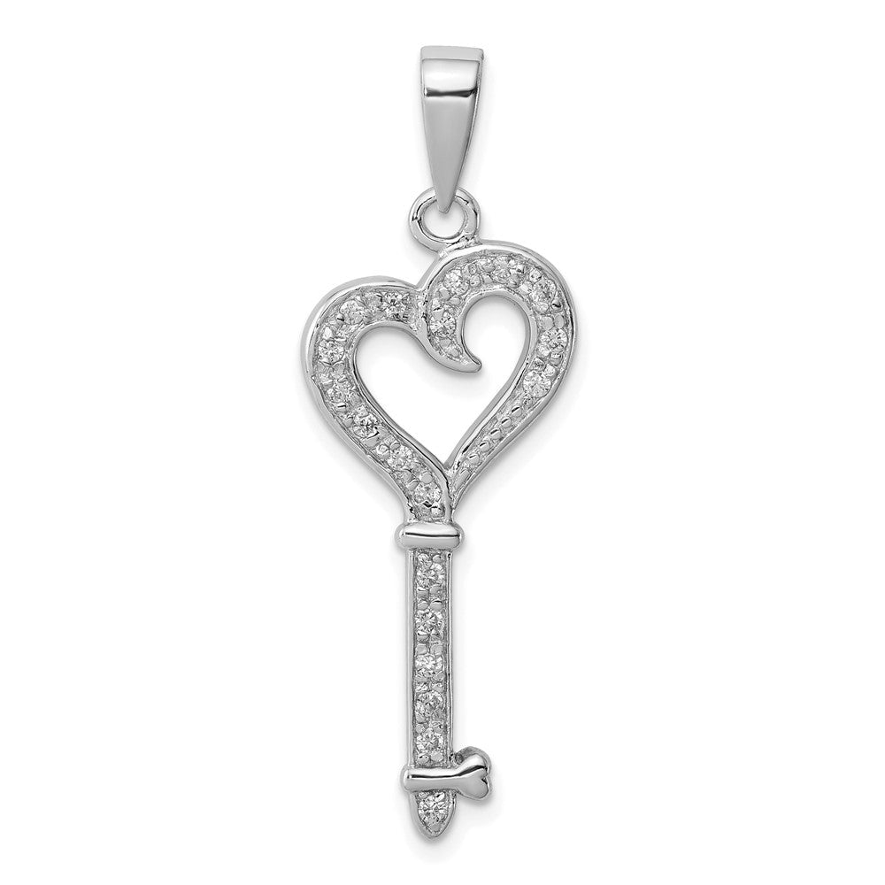 Sterlingsilber Rhodiniert Zirkonia Herz Key Anhänger