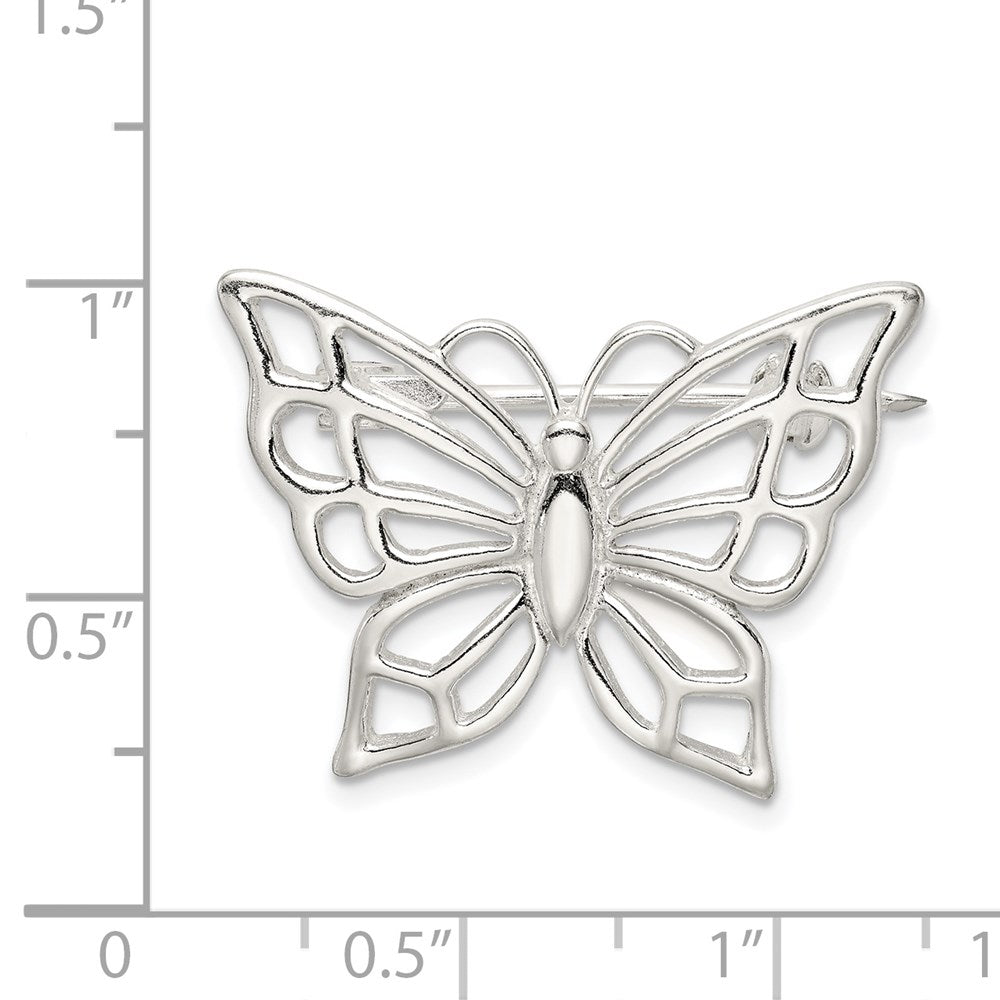 Sterlingsilber Poliert Schmetterling Brosche
