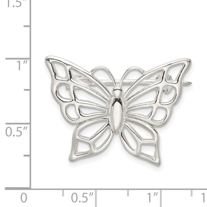 Sterlingsilber Poliert Schmetterling Brosche