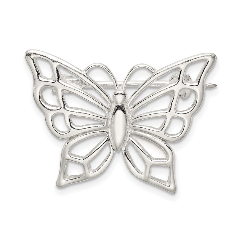 Sterlingsilber Poliert Schmetterling Brosche